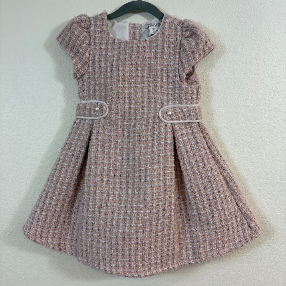 Rachel Zoe Tweed Dress Girls 4T Pink Pearl Accent Holiday Party Event Church